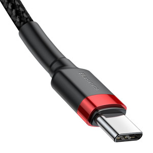 Obrazek KABEL BASEUS CAFULE PD2.0 60W TYPE-C/C (20V 3A) 1M RED/BLACK, POWER DELIVERY