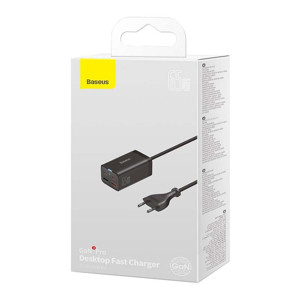 Obrazek Ładowarka sieciowa BASEUS GaN3 PRO 2xUSB-C+2xUSB 65W BLACK