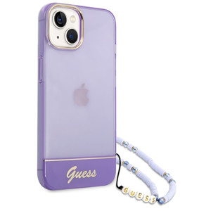 Obrazek GUESS IPHONE 14 PLUS TRANSLUCENT PEARL STRAP GUHCP14MHGCOHU FIOLET/PURPLE