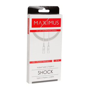 Obrazek KABEL MX SHOCK 20W PD Type-C - Type-C WHITE/BIAŁY