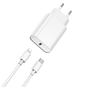 Obrazek WIWU Ładowarka Sieciowa Wi-U001 PD 20W 1x USB-C biały + kabel USB-C- Lightning