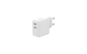 Obrazek Ładowarka sieciowa MX Burst GaN PD 35W, 2xUSB-C + kabel PD 20W C/Lightning, WHITE/BIAŁY