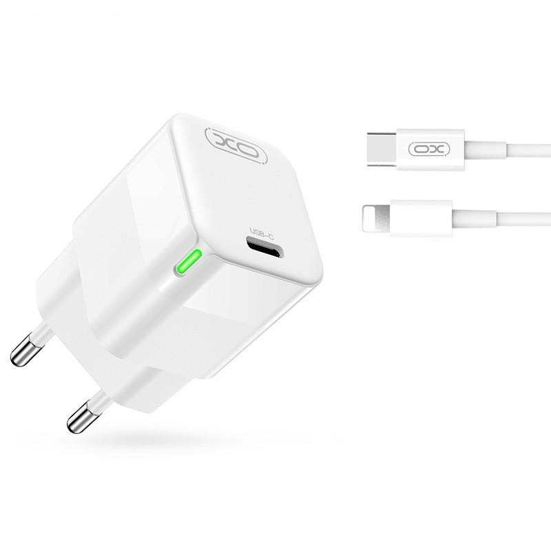 Obrazek XO ładowarka sieciowa CE06 PD 30W BIAŁA + KABEL USB-C/Lightning