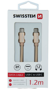 Obrazek KABEL SWISSTEN TYPE-C/TYPE-C 3A 1,2M GOLD