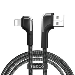 Obrazek Yesido Kątowy Kabel CA81 12W USB-Lightning 2m 2.4A, BLACK / CZARNY