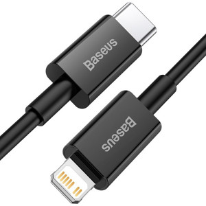 Obrazek KABEL BASEUS SUPERIOR SERIES 20W PD 1M USB-C/LIGHTNING BLACK/CZARNY