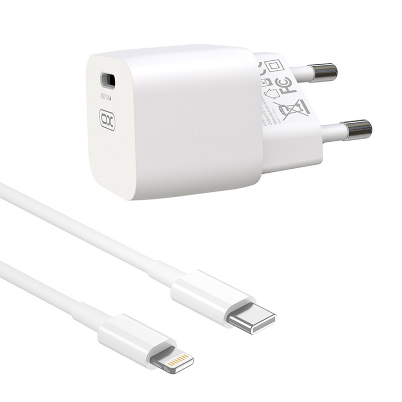 Obrazek XO ładowarka sieciowa CE01B PD 20W USB-C BIAŁA PLUS KABEL USB-C/LIGHTNING