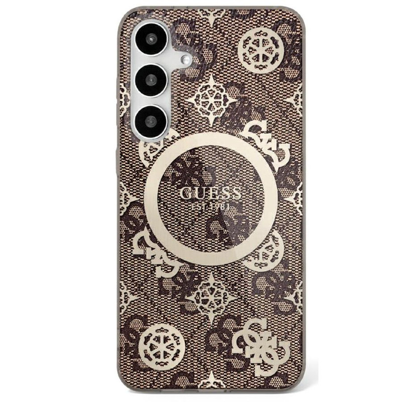 Obrazek GUESS SAMSUNG S25 ULTRA GUHMS25LH4PYEEW GOLD PEONY PATTERN MAGSAFE BROWN