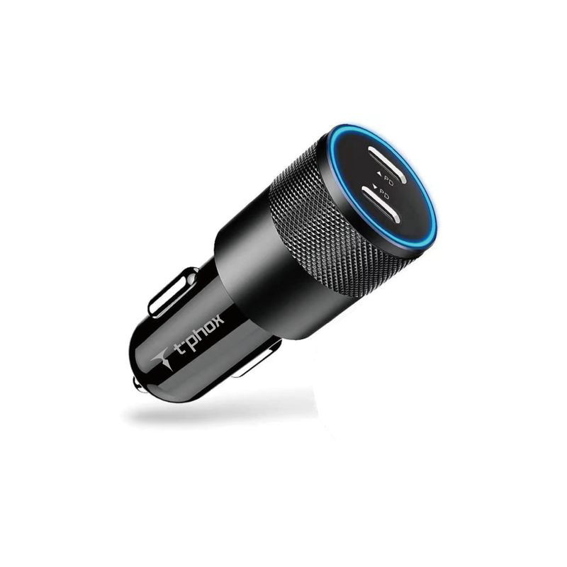 Obrazek Ładowarka samochodowa T-PHOX T-C09 2xUSB-C 40W BLACK