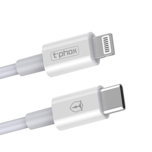 Obrazek KABEL T-PHOX GLARY LITE SERIES 18W 1M USB-C/LIGHTNING WHITE