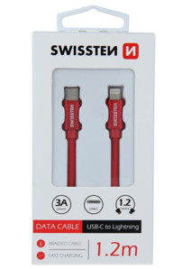 Obrazek KABEL SWISSTEN TYPE-C/LIGHTNIG 3A 1,2M RED