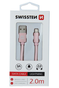 Obrazek KABEL SWISSTEN LIGHTNING 3A 2M ROSE/GOLD