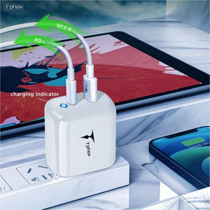 Obrazek Ładowarka sieciowa T-PHOX GLORY 45W USB/USB-C WHITE