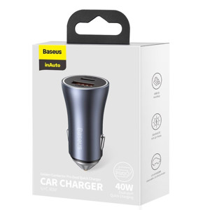 Obrazek Ładowarka samochodowa BASEUS GOLDEN CONTRACTOR PRO 40W USB/USB-C GREY