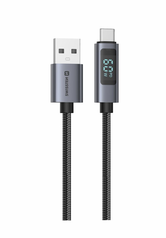 Obrazek KABEL SWISSTEN LCD USB/USB-C 1m z wyświetlaczem