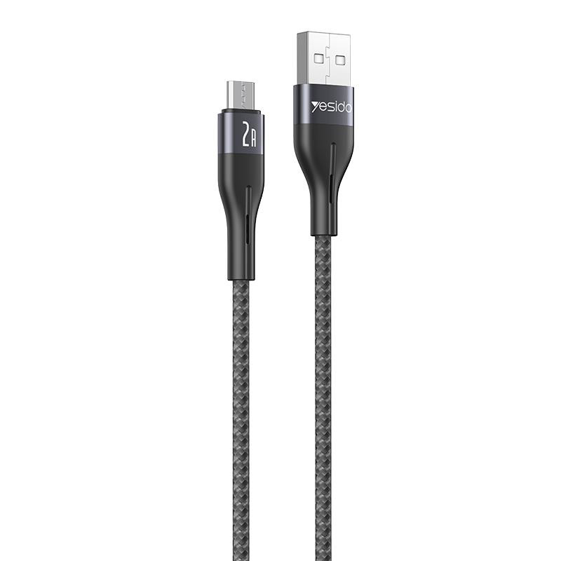 Obrazek Yesido Kabel CA121 18W USB-Micro 1m 2A, BLACK / CZARNY