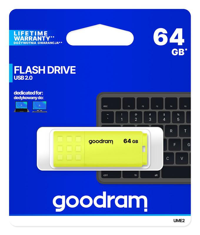 Obrazek PenDrive 2.0 GOODRAM NEO 64GB YELLOW / ŻÓŁTY