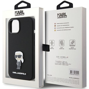 Obrazek KARL LAGERFELD IPHONE 15 PLUS IKONIK METAL PIN KLHCP15MSMHKNPK BLACK