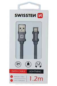 Obrazek KABEL SWISSTEN LIGHTNING 3A 1,2M GREY