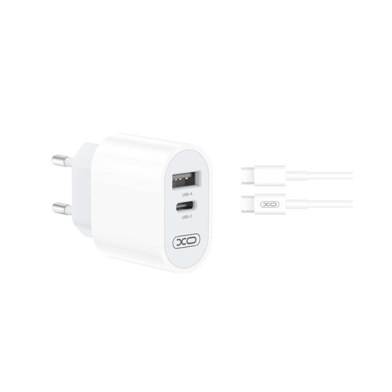 Obrazek XO ładowarka sieciowa L97 1xUSB 1xUSB-C 2,4A BIAŁA + KABEL USB-C/USB-C