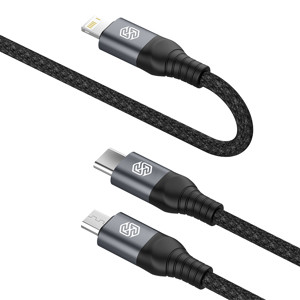 Obrazek Kabel NILLKIN SWIFT PRO 3w1 4.4A 1.5M, BLACK / CZARNY