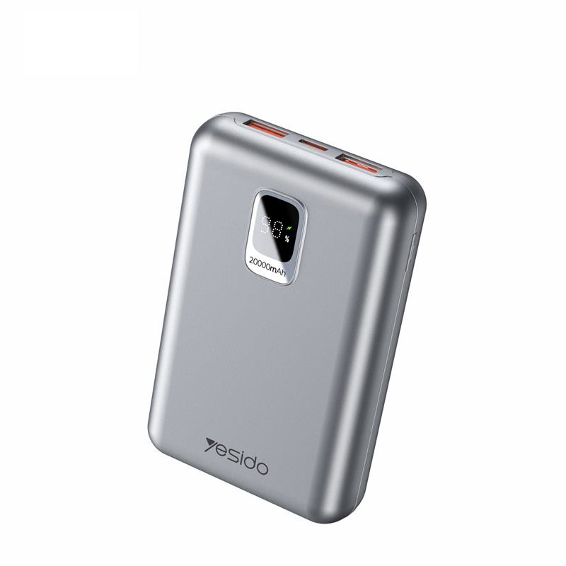 Obrazek Yesido Powerbank YP47 20 000 mAh 22.5W + PD20W, LED, SILVER / SREBRNY