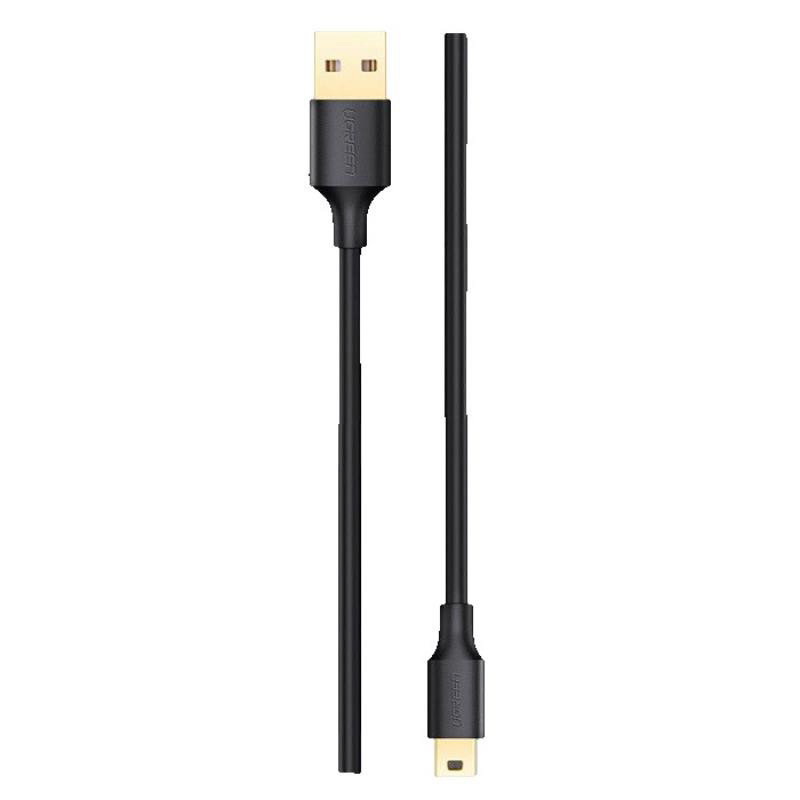 Obrazek Ugreen 5-pinowy pozłacany kabel USB - mini USB 0,5m czarny