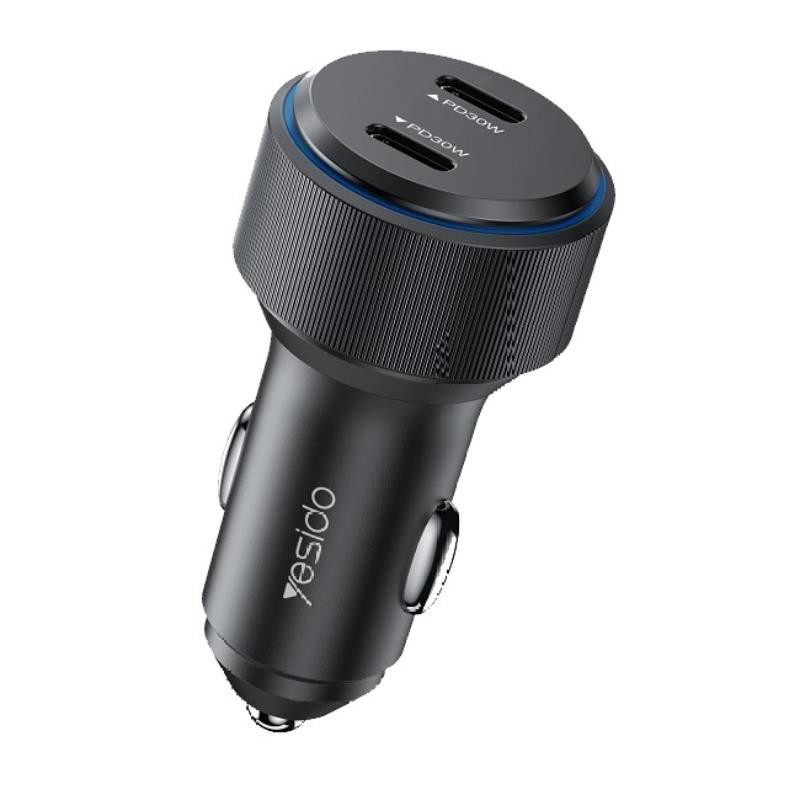 Obrazek Yesido ładowarka samochodowa Y48 PD 60W 2xUSB-C BLACK / CZARNY