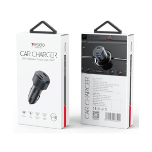 Obrazek Yesido ładowarka samochodowa Y48 PD 60W 2xUSB-C BLACK / CZARNY