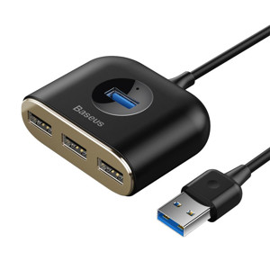 Obrazek HUB BASEUS SQUARE 4w1 BLACK USB 3.0 USB 3.0 + 3x USB 2.0