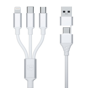 Obrazek 3MK KABEL HYPER 3w1 1,5m Biały USB-A/C do Micro/USB-C/Lightning