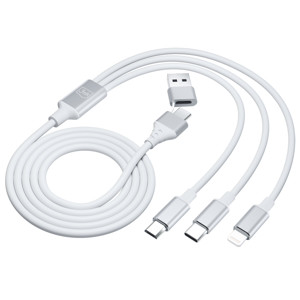 Obrazek 3MK KABEL HYPER 3w1 1,5m Biały USB-A/C do Micro/USB-C/Lightning