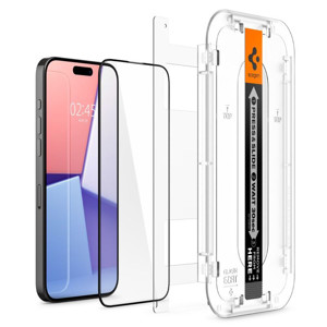 Obrazek SPIGEN GLAS.TR EZ FIT FC IPHONE 15 PRO MAX 2-PACK BLACK + ADAPTER