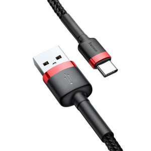 Obrazek KABEL BASEUS CAFULE USB/USB-C 2A 3M RED/BLACK