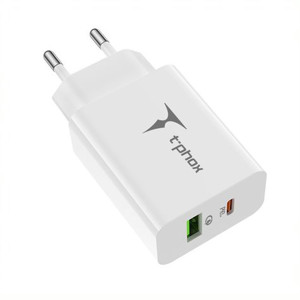 Obrazek Ładowarka sieciowa T-PHOX SPEEDY USB-C 20W + USB 18W QC 3.0 BIAŁA/WHITE