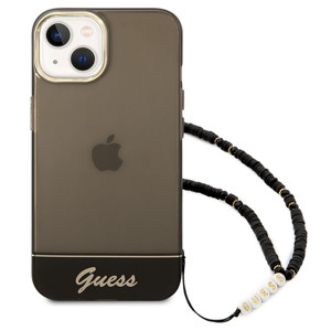 Obrazek GUESS IPHONE 14 PLUS TRANSLUCENT PEARL STRAP GUHCP14MHGCOHK CZARNY/BLACK