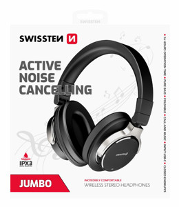 Obrazek SŁUCHAWKI Bluetooth SWISSTEN STEREO JUMBO ANC BLACK