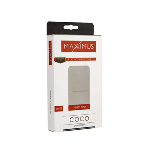 Obrazek POWERBANK MX COCO 10 000 mAh, 2xUSB, 10W Li-Po, WHITE / BIAŁY, + kabel microUSB