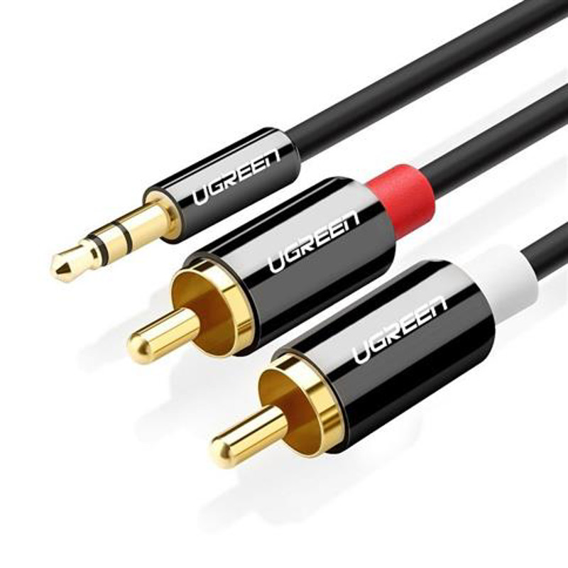 Obrazek Ugreen kabel przewód audio 3,5mm mini jack 2RCA 2 m czarny