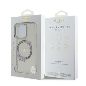 Obrazek GUESS IPHONE 16 PRO FLOWERS WREATH GUHMP16LHFWFCK CZARNY MAGSAFE