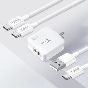 Obrazek Ładowarka sieciowa T-PHOX MEGA T-PP09 GAN PD 65W USB/USB-C WHITE