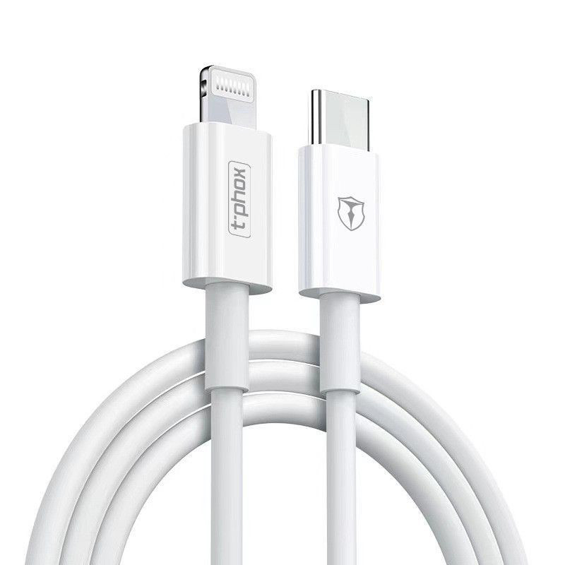 Obrazek KABEL T-PHOX GLARY LITE SERIES 18W 1M USB-C/LIGHTNING WHITE