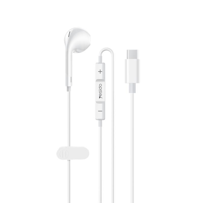 Obrazek Yesido Słuchawki Douszne YH55 Type-C 120cm, WHITE / BIAŁY