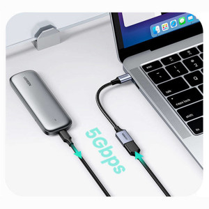 Obrazek Kabel USB C męski - USB żeński 3.0 OTG 0.15m Ugreen US378 - czarny