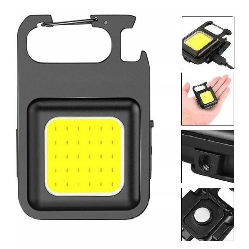 Obrazek Mini lampka latarka brelok COB LED czarny