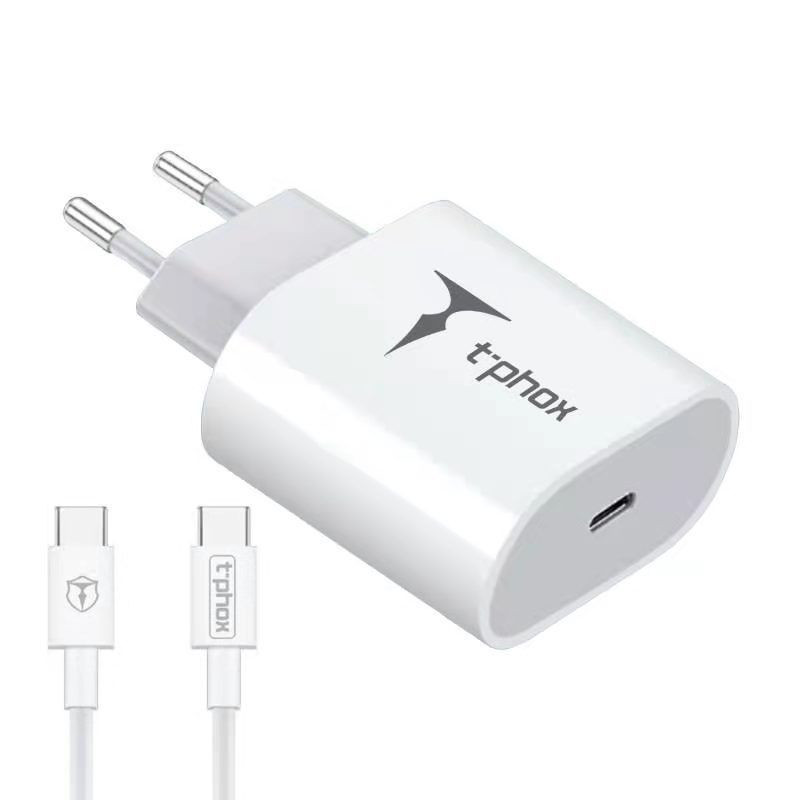 Obrazek Ładowarka sieciowa T-PHOX ISPEED 20W + KABEL USB-C/USB-C WHITE