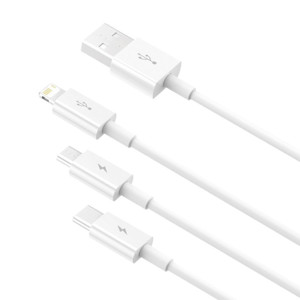 Obrazek KABEL BASEUS SUPERIOR SERIES 3w1 3.5A USB DO MICRO/USB-C/LIGHTNING 1.5M WHITE