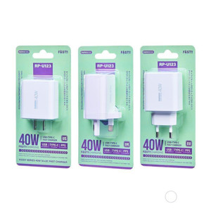 Obrazek Ładowarka sieciowa REMAX KIDDY SERIES 40W RP-U123 1xUSB/2xUSB-C WHITE