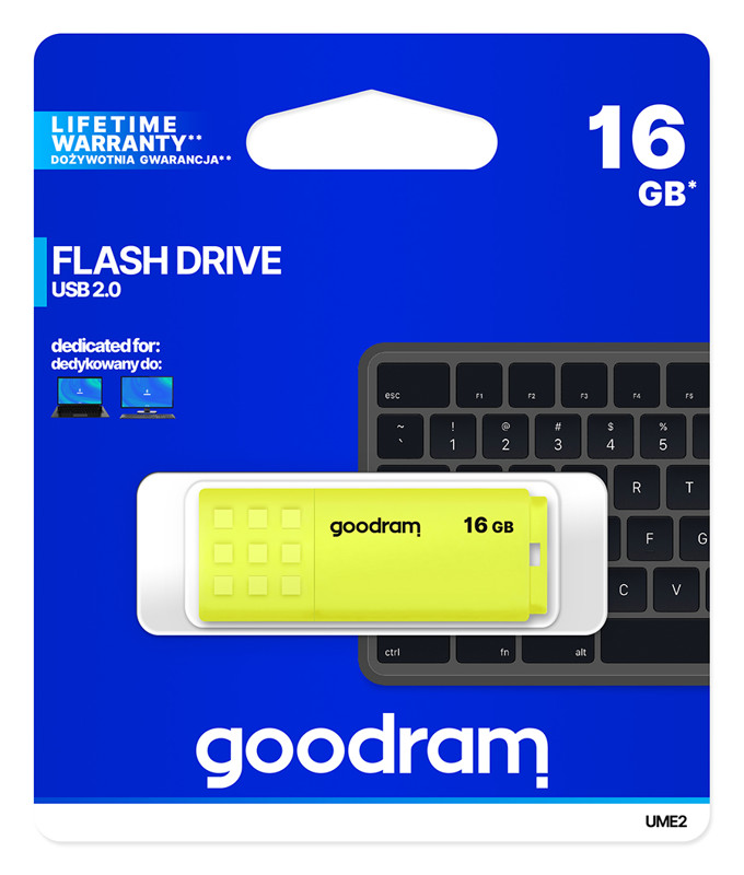 Obrazek PenDrive 2.0 GOODRAM NEO 16GB YELLOW / ŻÓŁTY