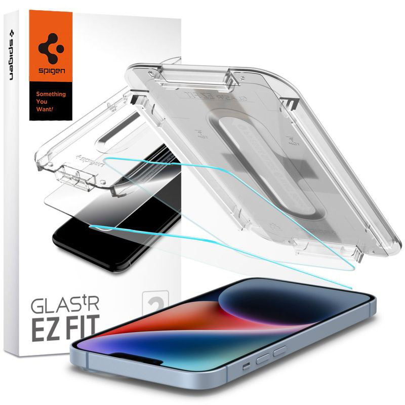 Obrazek SPIGEN GLAS. TR EZ FIT IPHONE13/13PRO/14 2-PACK + ADAPTER